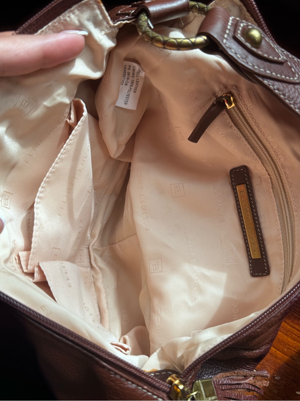 Elliott Lucca Braided Detail Leather Hobo - Dark Brown - Picture 4 of 4